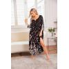image:imageEkouaer Long Nightgown for Women 34 Sleeves Nightshirt Maxi Sleep Dress Plus Size Loungewear Full Length SleepwearBlack Begonia Flowers