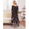 image:imageEkouaer Long Nightgown for Women 34 Sleeves Nightshirt Maxi Sleep Dress Plus Size Loungewear Full Length SleepwearBlack Begonia Flowers
