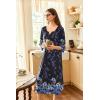 image:imageEkouaer Long Nightgown for Women 34 Sleeves Nightshirt Maxi Sleep Dress Plus Size Loungewear Full Length SleepwearBlack Blue Floral