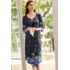 image:imageEkouaer Long Nightgown for Women 34 Sleeves Nightshirt Maxi Sleep Dress Plus Size Loungewear Full Length SleepwearBlack Blue Floral