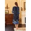 image:imageEkouaer Long Nightgown for Women 34 Sleeves Nightshirt Maxi Sleep Dress Plus Size Loungewear Full Length SleepwearBlack Blue Floral