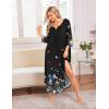 image:imageEkouaer Long Nightgown for Women 34 Sleeves Nightshirt Maxi Sleep Dress Plus Size Loungewear Full Length SleepwearBlack Floral