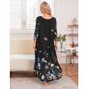 image:imageEkouaer Long Nightgown for Women 34 Sleeves Nightshirt Maxi Sleep Dress Plus Size Loungewear Full Length SleepwearBlack Floral