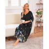 image:imageEkouaer Long Nightgown for Women 34 Sleeves Nightshirt Maxi Sleep Dress Plus Size Loungewear Full Length SleepwearBlack Floral