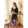 image:imageEkouaer Long Nightgown for Women 34 Sleeves Nightshirt Maxi Sleep Dress Plus Size Loungewear Full Length SleepwearBlack Little Flowers