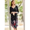 image:imageEkouaer Long Nightgown for Women 34 Sleeves Nightshirt Maxi Sleep Dress Plus Size Loungewear Full Length SleepwearBlack Little Flowers