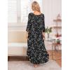 image:imageEkouaer Long Nightgown for Women 34 Sleeves Nightshirt Maxi Sleep Dress Plus Size Loungewear Full Length SleepwearBlack White Floral