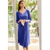 image:imageEkouaer Long Nightgown for Women 34 Sleeves Nightshirt Maxi Sleep Dress Plus Size Loungewear Full Length SleepwearBlue