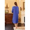 image:imageEkouaer Long Nightgown for Women 34 Sleeves Nightshirt Maxi Sleep Dress Plus Size Loungewear Full Length SleepwearBlue