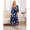 image:imageEkouaer Long Nightgown for Women 34 Sleeves Nightshirt Maxi Sleep Dress Plus Size Loungewear Full Length SleepwearBlue Floral