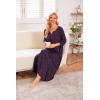 image:imageEkouaer Long Nightgown for Women 34 Sleeves Nightshirt Maxi Sleep Dress Plus Size Loungewear Full Length SleepwearBlue Red Floral