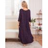 image:imageEkouaer Long Nightgown for Women 34 Sleeves Nightshirt Maxi Sleep Dress Plus Size Loungewear Full Length SleepwearBlue Red Floral