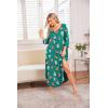 image:imageEkouaer Long Nightgown for Women 34 Sleeves Nightshirt Maxi Sleep Dress Plus Size Loungewear Full Length SleepwearChristmas Green