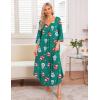 image:imageEkouaer Long Nightgown for Women 34 Sleeves Nightshirt Maxi Sleep Dress Plus Size Loungewear Full Length SleepwearChristmas Green