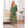 image:imageEkouaer Long Nightgown for Women 34 Sleeves Nightshirt Maxi Sleep Dress Plus Size Loungewear Full Length SleepwearGreen Floral
