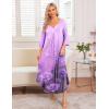 image:imageEkouaer Long Nightgown for Women 34 Sleeves Nightshirt Maxi Sleep Dress Plus Size Loungewear Full Length SleepwearLight Purple Flower