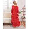 image:imageEkouaer Long Nightgown for Women 34 Sleeves Nightshirt Maxi Sleep Dress Plus Size Loungewear Full Length SleepwearPonceau