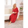 image:imageEkouaer Long Nightgown for Women 34 Sleeves Nightshirt Maxi Sleep Dress Plus Size Loungewear Full Length SleepwearPonceau