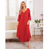 image:imageEkouaer Long Nightgown for Women 34 Sleeves Nightshirt Maxi Sleep Dress Plus Size Loungewear Full Length SleepwearPonceau