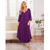 image:imageEkouaer Long Nightgown for Women 34 Sleeves Nightshirt Maxi Sleep Dress Plus Size Loungewear Full Length SleepwearPurple