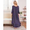 image:imageEkouaer Long Nightgown for Women 34 Sleeves Nightshirt Maxi Sleep Dress Plus Size Loungewear Full Length SleepwearPurple Plaid