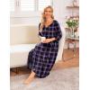 image:imageEkouaer Long Nightgown for Women 34 Sleeves Nightshirt Maxi Sleep Dress Plus Size Loungewear Full Length SleepwearPurple Plaid