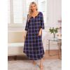 image:imageEkouaer Long Nightgown for Women 34 Sleeves Nightshirt Maxi Sleep Dress Plus Size Loungewear Full Length SleepwearPurple Plaid
