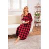 image:imageEkouaer Long Nightgown for Women 34 Sleeves Nightshirt Maxi Sleep Dress Plus Size Loungewear Full Length SleepwearRed Plaid