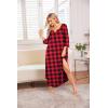image:imageEkouaer Long Nightgown for Women 34 Sleeves Nightshirt Maxi Sleep Dress Plus Size Loungewear Full Length SleepwearRed Plaid