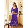 image:imageEkouaer Long Nightgown for Women 34 Sleeves Nightshirt Maxi Sleep Dress Plus Size Loungewear Full Length SleepwearViolet Floral