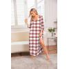 image:imageEkouaer Long Nightgown for Women 34 Sleeves Nightshirt Maxi Sleep Dress Plus Size Loungewear Full Length SleepwearWhite Plaid