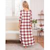 image:imageEkouaer Long Nightgown for Women 34 Sleeves Nightshirt Maxi Sleep Dress Plus Size Loungewear Full Length SleepwearWhite Plaid