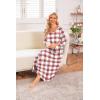 image:imageEkouaer Long Nightgown for Women 34 Sleeves Nightshirt Maxi Sleep Dress Plus Size Loungewear Full Length SleepwearWhite Plaid