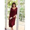image:imageEkouaer Long Nightgown for Women 34 Sleeves Nightshirt Maxi Sleep Dress Plus Size Loungewear Full Length SleepwearWine Red