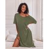 image:imageEkouaer Long Nightgown for Women Short Sleeve Sleepwear Plus Size Loungewear with Pockets M5XLArmy Green