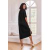 image:imageEkouaer Long Nightgown for Women Short Sleeve Sleepwear Plus Size Loungewear with Pockets M5XLBlack