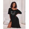 image:imageEkouaer Long Nightgown for Women Short Sleeve Sleepwear Plus Size Loungewear with Pockets M5XLBlack Eyelash