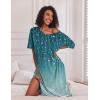 image:imageEkouaer Long Nightgown for Women Short Sleeve Sleepwear Plus Size Loungewear with Pockets M5XLBlue Green Floral
