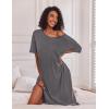 image:imageEkouaer Long Nightgown for Women Short Sleeve Sleepwear Plus Size Loungewear with Pockets M5XLDark Grey