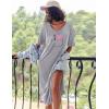 image:imageEkouaer Long Nightgown for Women Short Sleeve Sleepwear Plus Size Loungewear with Pockets M5XLGrey