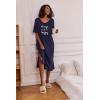 image:imageEkouaer Long Nightgown for Women Short Sleeve Sleepwear Plus Size Loungewear with Pockets M5XLNavy Blue