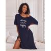 image:imageEkouaer Long Nightgown for Women Short Sleeve Sleepwear Plus Size Loungewear with Pockets M5XLNavy Blue