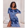 image:imageEkouaer Long Nightgown for Women Short Sleeve Sleepwear Plus Size Loungewear with Pockets M5XLTie Dye Blue