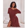image:imageEkouaer Long Nightgown for Women Short Sleeve Sleepwear Plus Size Loungewear with Pockets M5XLWine Red