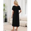 image:imageEkouaer Long Nightgowns for Women Short Sleeve House Dress with Pockets Full Length Loungewear S3XLBlack
