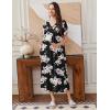 image:imageEkouaer Long Nightgowns for Women Short Sleeve House Dress with Pockets Full Length Loungewear S3XLBlack Pink Flower