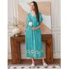 image:imageEkouaer Long Nightgowns for Women Short Sleeve House Dress with Pockets Full Length Loungewear S3XLBlue Floral