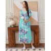 image:imageEkouaer Long Nightgowns for Women Short Sleeve House Dress with Pockets Full Length Loungewear S3XLBlue Flower