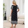 image:imageEkouaer Long Nightgowns for Women Short Sleeve House Dress with Pockets Full Length Loungewear S3XLFloral Black