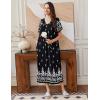image:imageEkouaer Long Nightgowns for Women Short Sleeve House Dress with Pockets Full Length Loungewear S3XLFloral Black